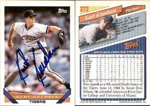 Kurt Knudsen Signed 1993 Topps #272 Card Detroit Tigers Auto AU
