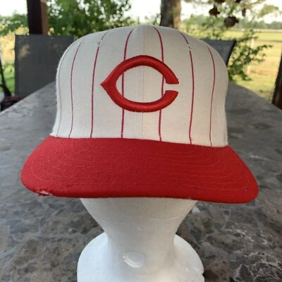 Vintage Cincinnati Reds New Era Pro Model Pinstripe Hat Cap 100% Wool Size 6 7/8 - Image 1 of 4