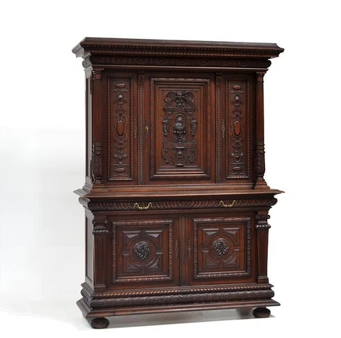 Large Antique French Renaissance Cabinet Buffet Sideboard - High Quality Cover