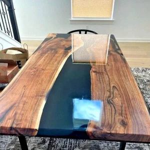 Black Solid Epoxy Resin The Luxury Dining Console Table Home Decor Kitchen Decor - Picture 1 of 5