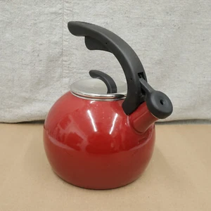 Red Whistling Tea Kettle 2qt BHG Induction Suitable - Picture 1 of 6