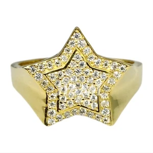Men's Moissanite Star Hip Hop Ring 14k Gold Finish 925 Silver Personalized Gift - Picture 1 of 10