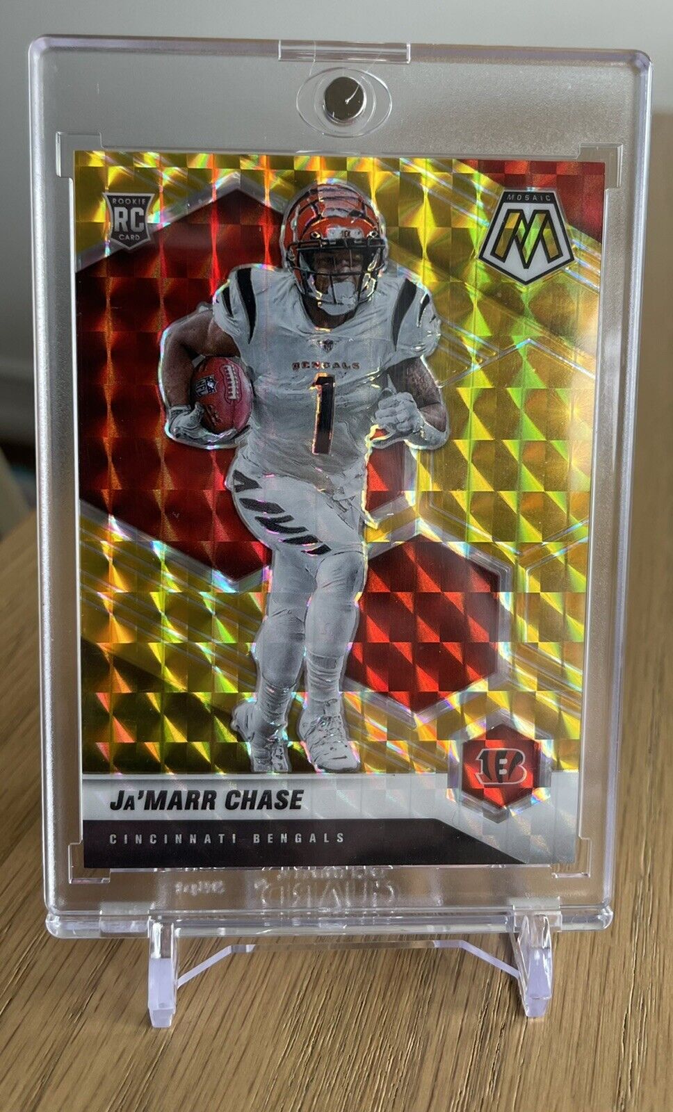 2021 MOSAIC JA’MARR CHASE RC ROOKIE GOLD MOSAIC PARALLEL 02/10  #307 SP