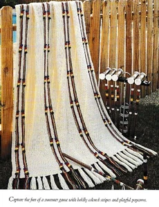 Bold Stripes & Popcorns Afghan - 47" x 64" - Worsted yarn - Crochet Pattern ONLY - Picture 1 of 2