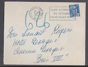 FRANCE 1954 COVER SLOGAN POST MARK FOR THE AUTO SHOW IN PARIS - Picture 1 of 1