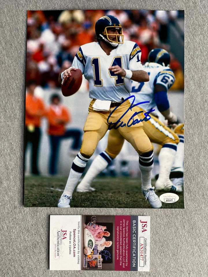 SAN DIEGO CHARGERS- DAN FOUTS AUTOGRAPH 8x10 ACTION PHOTO JSA AN31477 - Image 1 of 1