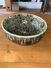 Signed Crystalline Drip Large 11x6.5” Centerpiece Green & Brown Pottery Bowl-Exl