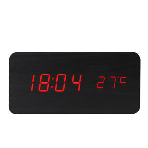 BALDR Wooden Alarm Clock LED Digital with Temperature Display Sound Control Room