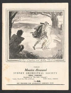 PROGRAMA DE CONCIERTOS DE LA SOCIEDAD ORQUESTAL DE SIDNEY MARZO DE 1946 ILUSTRACIÓN DE JOHN SANTRY - Imagen 1 de 1