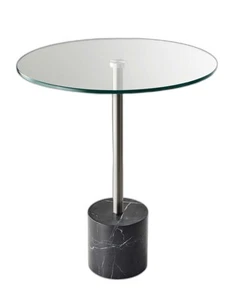 21" Silver And Clear Glass Round End Table - Picture 1 of 7