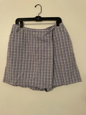 Christopher & Banks Skorts Skirt Sz 16 Plaid Purple White Greys Cotton Blend - Image 1 of 4