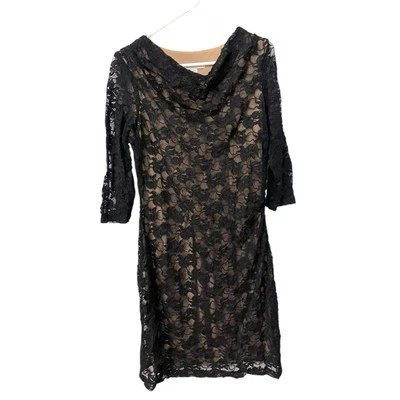 Coldwater Creek Dress Womens 16 Lace Floral Dress Goth Witchy Black Long Sleeve - Image 1 of 4