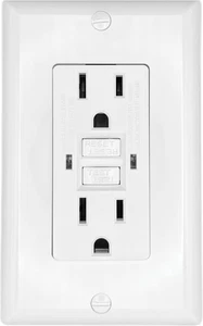 S801, Dual GFCI Outlet with Cover Plate, White, AC Electrical - Picture 1 of 11