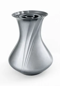 Grosse Grabvase massiv silberfarben matt Blumenvase Friedhofsvase - Picture 1 of 4