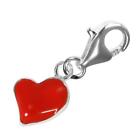 Sterling Silver Enamel Heart Clip on Charm * Pink & Red Available *