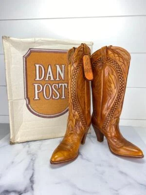 Vtg 70s NOS Dan Post Cowboy Western Boots Heels Womens 6 N w/ Box Made in Spain - Image 1 of 4
