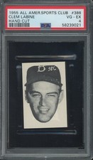 1955 All-American Sports Club #386 Clem Labine PSA 4 VG-EX VERY RARE
