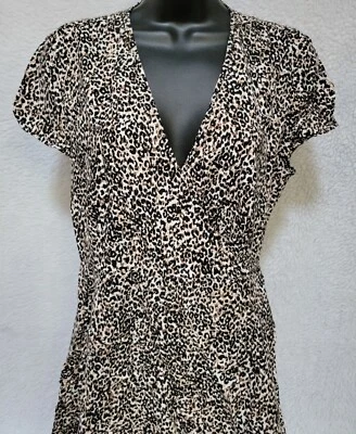 Vestido feminino Old Navy tamanho M marrom médio preto branco estampa de leopardo - Imagem 1 de 4