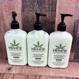 3-Pack Hempz Exotic GREEN TEA AND ASIAN PEAR Body Moisturizer Lotion 17 oz