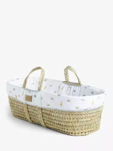 John Lewis Safari Moses Basket + sturdy wooden stand. Excellent condition. - Picture 1 of 6