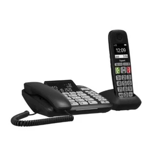 GIGASET DL780 Plus (Noir) - Téléphone sans Fils + Corded Maxi Display Libres Tas - Zdjęcie 1 z 1
