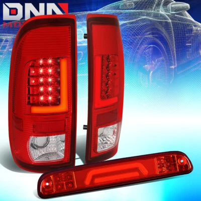 FIT 08-16 FORD SUPER DUTY LED L-BAR TAIL LIGHTS+3D THIRD BRAKE/CARGO LAMP RED - Image 1 of 4