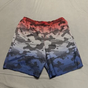 O'rageous Men's Red White Blue Camo Print Swim Trunks/Board Shorts - Size L New - Picture 1 of 12