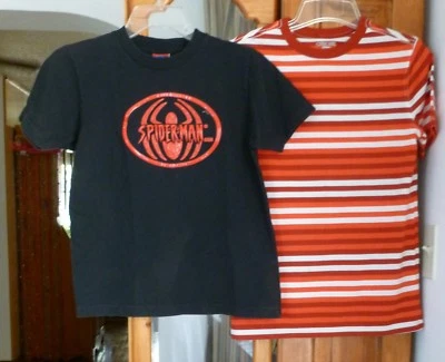 Молодежь L футболка лот коротким рукавом хлопок человек-паук черный чероки в полоску оранжевый - Изображение 1 из 2