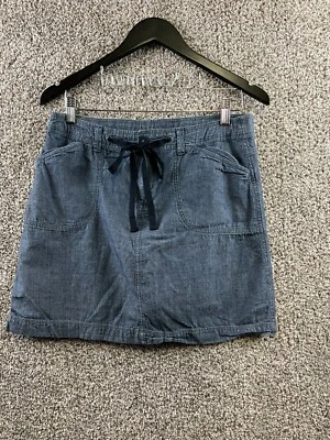 White Stag Women's Size 6 Blue Cotton Denim Look Straight Skirt Tie Waist - Image 1 of 4
