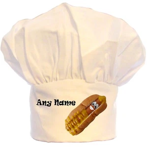 PERSONALISED FUN HOT DOG FACE PRINT CHEFS HAT BBQ 100% POLYESTER GIFT XMAS - Picture 1 of 2