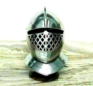 MEDIEVAL CLOSE STEEL HELMET REPLICA BATTLE READY KNIGHT ARMOR 18 GAUGE HALLOWEEN - Picture 1 of 4