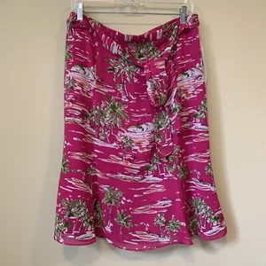 Norton McNaughton skirt Size 12 pink lined Escape tropical palm tree Fuchsia NWT - Picture 1 of 3
