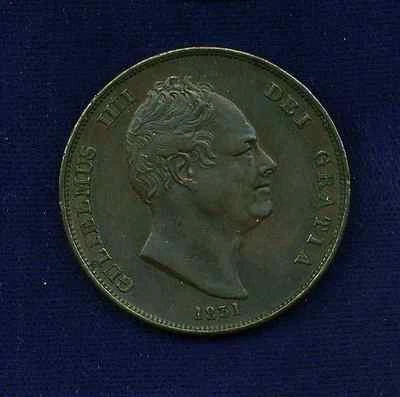 GREAT BRITAIN ENGLAND KING WILLIAM IV   1831   1 PENNY COPPER COIN  XF - Image 1 of 4