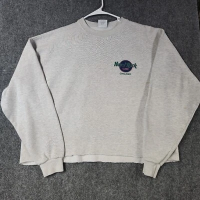 Sudadera vintage Hard Rock Café cuello redondo para mujer XL Chicago gris recortada Foto 1 de 4