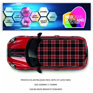Envoltura de techo TARTAN impresa para mini o cualquier coche vinilo de liberación de aire CRW081 - Imagen 1 de 1