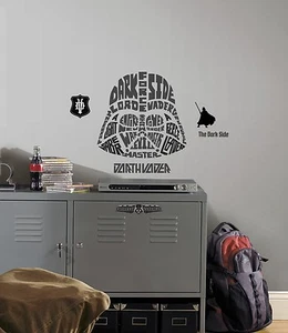 DARTH VADER Dark Side WALL STICKERS MURAL BiG Star Wars Decals Lord Vadar Decor - Picture 1 of 2