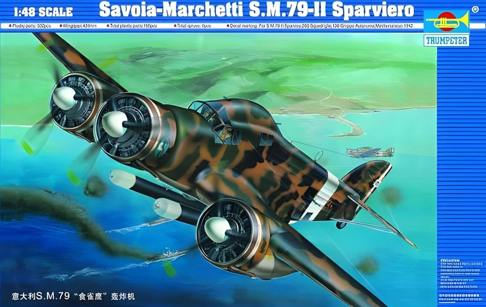 Trumpeter 02817 SAVOIA MARCHETTI SM79-11 SPARVIERO 1:48 Kit di modellismo - Immagine 1 di 4