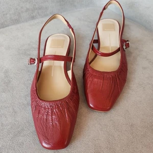 Dolce Vita flats 6 red leather Rianne Mary Jane slingback retro strappy new $130 - Picture 1 of 17