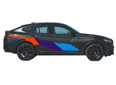 Calcomanías de vinilo a rayas tricolor adhesivas laterales de coche gráficas para BMW X3 X4 X5 M3 M4 M5 Foto 1 de 3