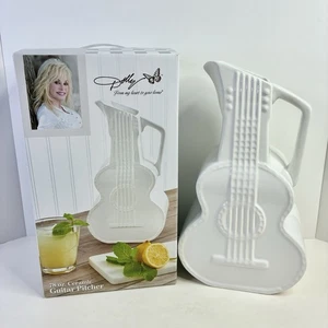 Dolly Parton Ceramic Pitcher 78 oz. Guitar Shaped White Kitchen Decor 11.25" - Picture 1 of 14
