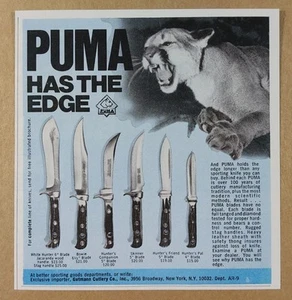 Pubblicità Puma Knives White Hunter Bowie Skinner Hunter's 1970 stampa vintage - Foto 1 di 1