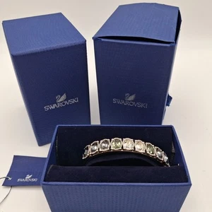 SWAROVSKI Rosette Dark Bangle Bracelet 5007812 Authentic Swan Signed - Picture 1 of 11