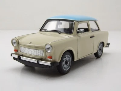 Trabant 601 Trabbi Beige Blu Modellino 1:24 Welly - Immagine 1 di 4