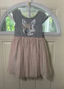 Zunie Girls Sequin Silver Bunny Tutu Pink Dress Size 5 - Picture 1 of 7