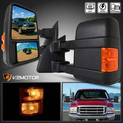 For 1999-2016 Ford F250 F350 F450 Super Duty Power Heated Tow Mirrors+LED Signal Foto 1 de 4