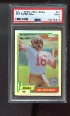 2001 Topps Archives Reserve #40 Joe Montana 1981 ROOKIE RC RP PSA cartão com classificação 8 - Imagem 1 de 2