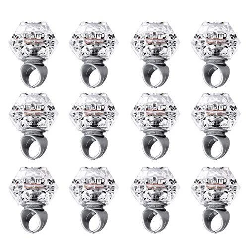 Konsait Flashing Led Light up Ring Toys Diamond Grow in The Dark Jelly Bumpy