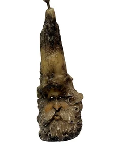 Vtg Rare Carved Wax Candle Old Green Man Father Christmas Santa German Good Luck - Picture 1 of 8