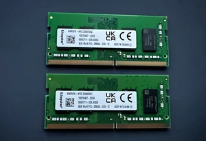 Kingston 16GB Kit (2x8GB) DDR4 3200MHz 1RX16 PC4-3200AA Laptop Memory - Picture 1 of 3