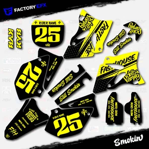 Black Yellow Smokin Graphic Kit fits Yamaha Yz125 Yz250 02-05 Plates YZ 125 250 - Picture 1 of 6